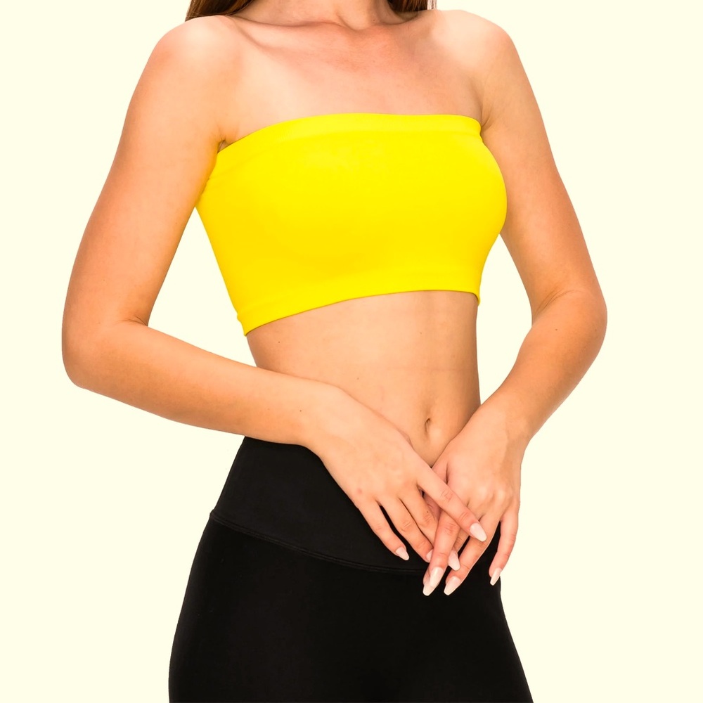 KURVE by IDEA Golden Yellow Bandeau Bando Strapless Bra Crop Tube Top